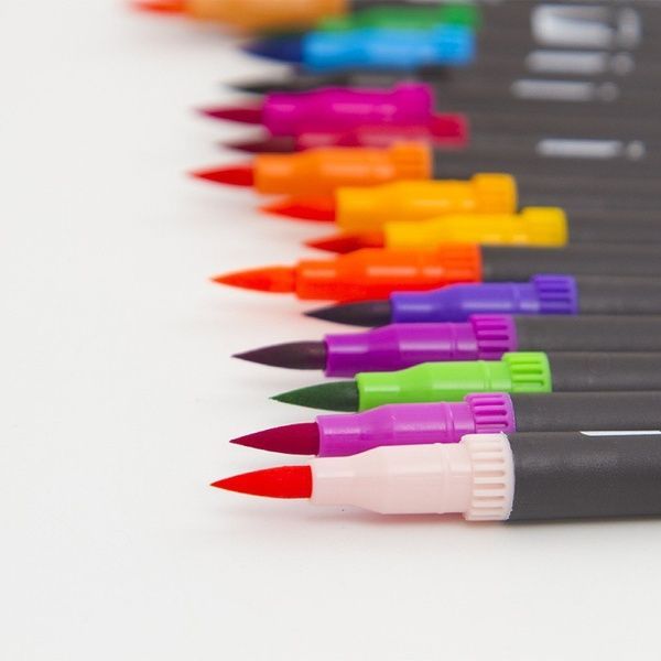 Акварельные маркеры двусторонние 60шт с сумкой, Color pencil / Набор для рисования / Маркеры для рисования 23457055205 фото