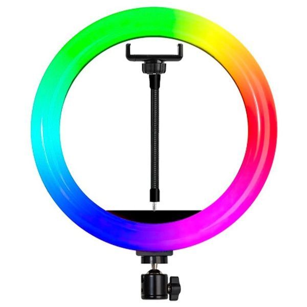 Кільцева лампа RGB, 33см, з тримачем для телефону MJ33 / Різнокольорова лампа кільце / LED лампа для фото 234564644 фото