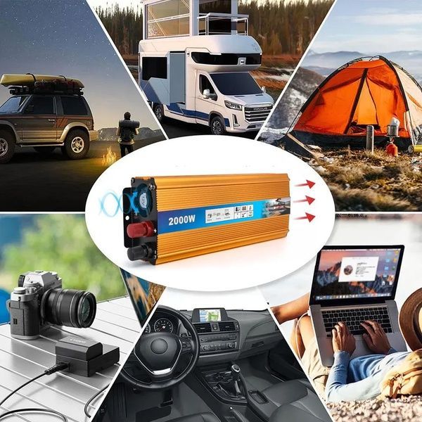 Перетворювач напруги 12-220V, 2000W, з USB + клеми / Автомобільний інвертор перетворювач 234579744 фото
