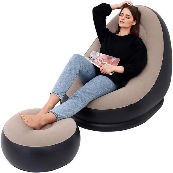Надувний диван з пуфиком Air Sofa - 116х98х83см, Коричневий / Надувне крісло з пуфиком 12346041805 фото