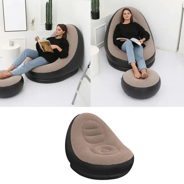 Надувний диван з пуфиком Air Sofa - 116х98х83см, Коричневий / Надувне крісло з пуфиком 12346041805 фото