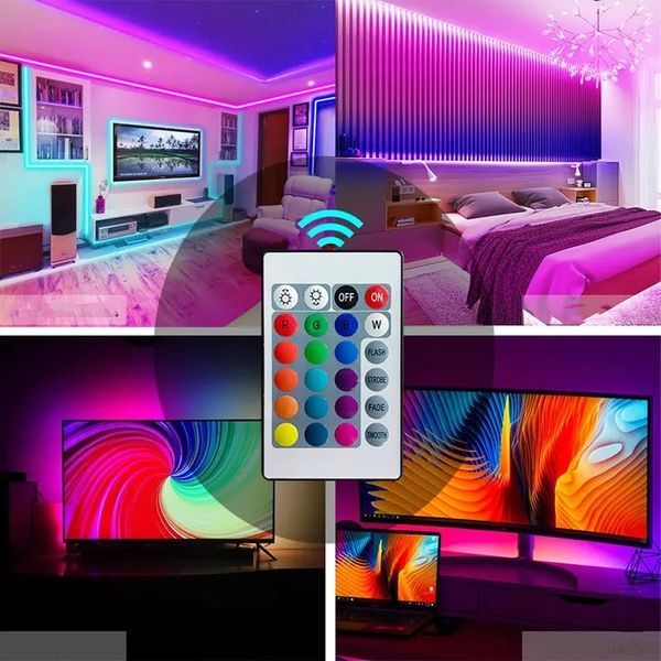 Світлодіодна стрічка 10м, від USB + пульт / Лед стрічка / RGB стрічка / Світлодіодна підсвітка для кімнати 234569606 фото