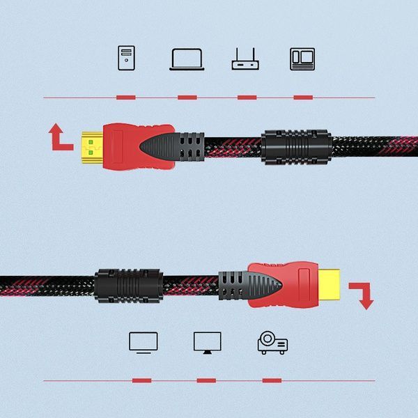 HDMI кабель 15м з посиленою оплеткою та феритовими фільтрами / Кабель мультимедійний / Шнур для відео 23456548503 фото