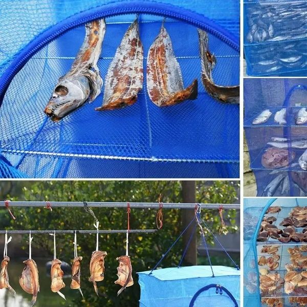 Складна сушарка для риби, грибів та овочів (100х50х50см), 5 ярусів / Підвісна сітка для сушки фруктів 234579396 фото