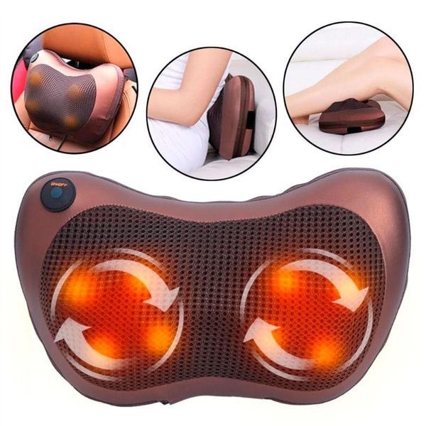 Масажна подушка Massage Pillow 8028, (31х10х19 см) / Роликовий масажер для шиї та спини 123457498 фото