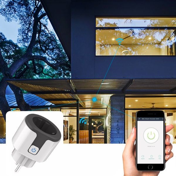 Умная WiFi розетка 20А с счетчиком электроэнергии Tuya Smart 4400Вт, Бело-серая / Розетка с подключением к телефону 23456741602 фото