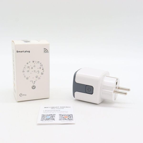 Умная WiFi розетка 20А с счетчиком электроэнергии Tuya Smart 4400Вт, Бело-серая / Розетка с подключением к телефону 23456741602 фото