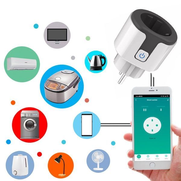 Умная WiFi розетка 20А с счетчиком электроэнергии Tuya Smart 4400Вт, Бело-серая / Розетка с подключением к телефону 23456741602 фото