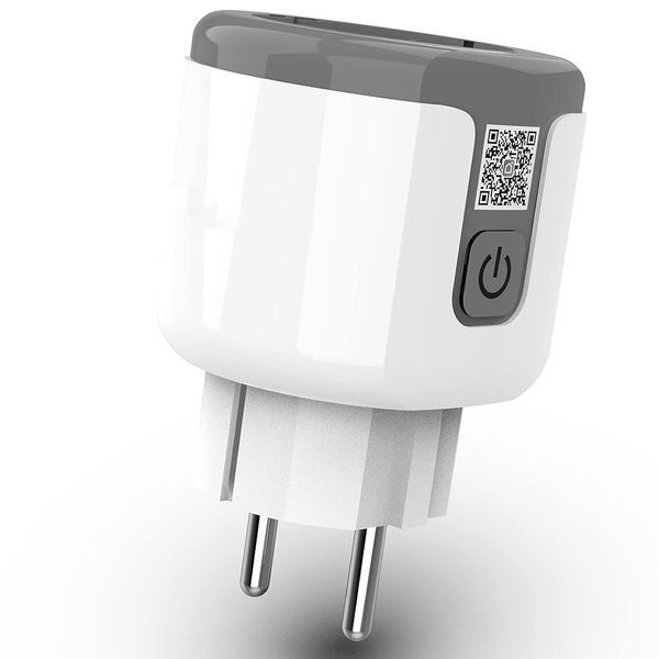 Умная WiFi розетка 20А с счетчиком электроэнергии Tuya Smart 4400Вт, Бело-серая / Розетка с подключением к телефону 23456741602 фото