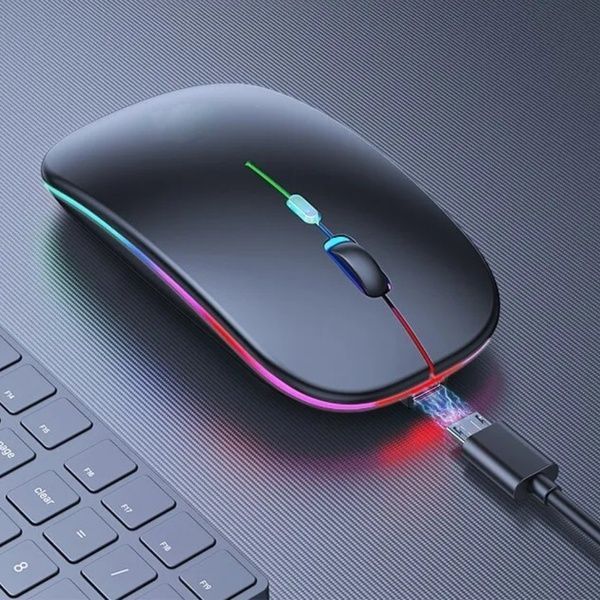 Беспроводная мышь с RGB подсветкой, Bluetooth, 1600DPI / Аккумуляторная бесшумная мышь для ПК 23456843202 фото