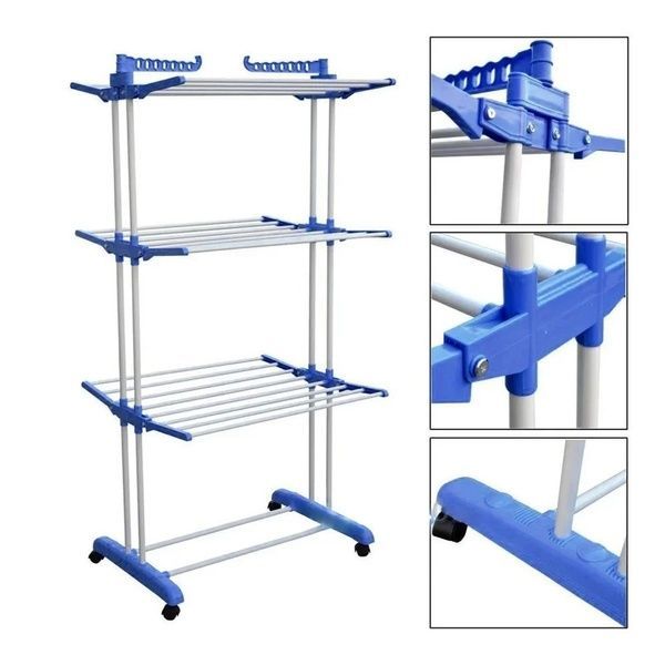 Складна сушарка для білизни до 50 кг (172х73х64см) Garment Rack With Wheels / Багатоярусна вішалка для одягу 123459786 фото