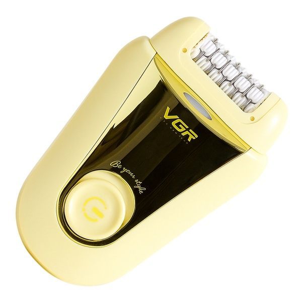 Аккумуляторный эпилятор, 2 насадки, с USB, V-758, Золотистый / Электроэпилятор / Электробритва женская / Депилятор для ног 23457769701 фото