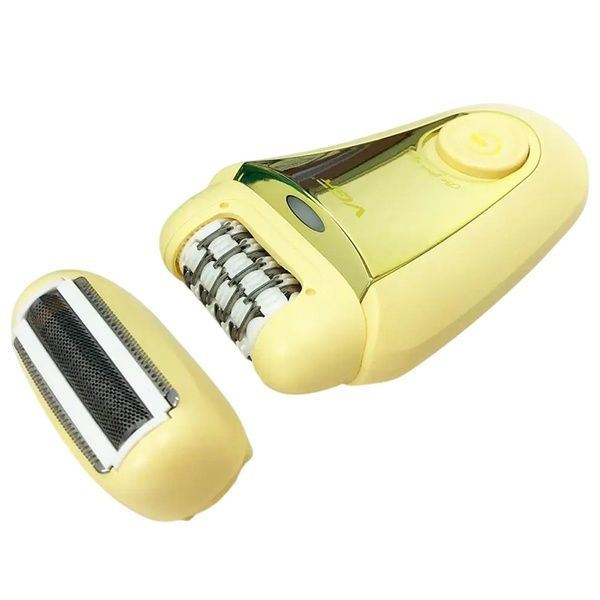 Аккумуляторный эпилятор, 2 насадки, с USB, V-758, Золотистый / Электроэпилятор / Электробритва женская / Депилятор для ног 23457769701 фото