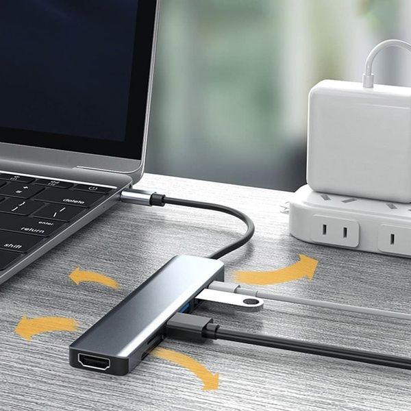 USB хаб 7в1, Type-C to HDMI+SD+TF+3хUSB +PD / Мультифункціональний юсб хаб / Розгалужувач USB 234565827 фото