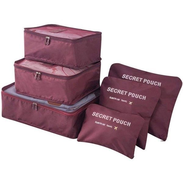 Набор дорожных органайзеров 6шт Secret Pouch, Бордовый / Органайзеры для путешествий 12346217101 фото
