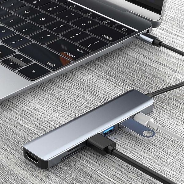 USB хаб 7в1, Type-C to HDMI+SD+TF+3хUSB +PD / Мультифункціональний юсб хаб / Розгалужувач USB 234565827 фото
