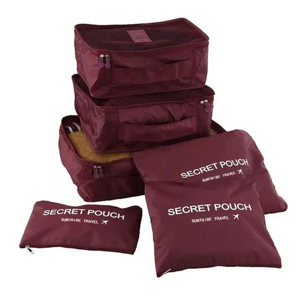 Набор дорожных органайзеров 6шт Secret Pouch, Бордовый / Органайзеры для путешествий 12346217101 фото