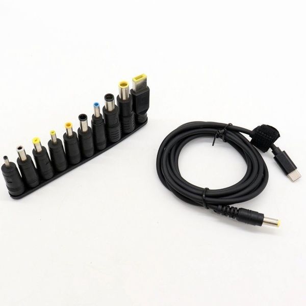 Кабель живлення для ноутбука та роутера + 10 перехідників, 65W, USB Type-C - DC / Зарядний кабель для модему 234573580 фото