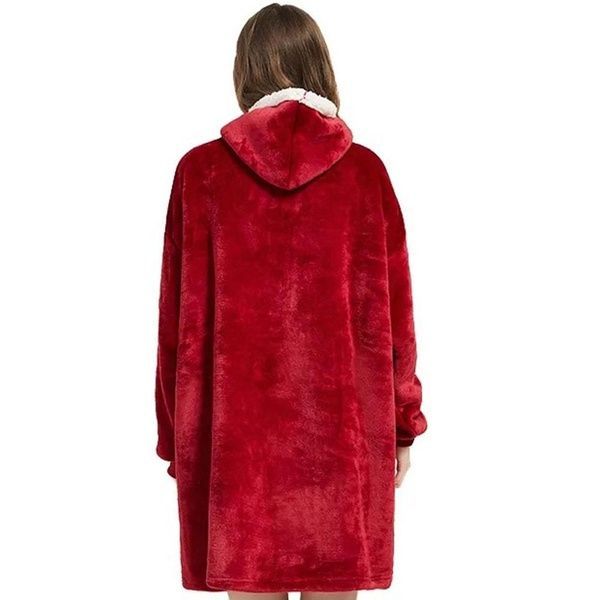 Оверсайз плед-халат з капюшоном 100х80см, Huggle Hoodie, Бордовий / Толстовка худі для дому / Плед з рукавами 123461389 фото