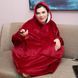 Оверсайз плед-халат з капюшоном 100х80см, Huggle Hoodie, Бордовий / Толстовка худі для дому / Плед з рукавами 123461389 фото 6