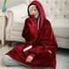 Оверсайз плед-халат з капюшоном 100х80см, Huggle Hoodie, Бордовий / Толстовка худі для дому / Плед з рукавами 123461389 фото 7